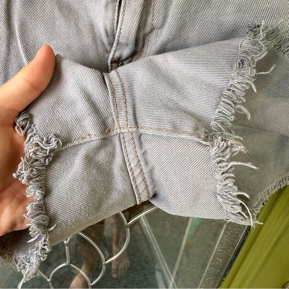 Free people 30 gray raw hem 5 pocket shorts distressed high rise cut off - Picture 5 of 8